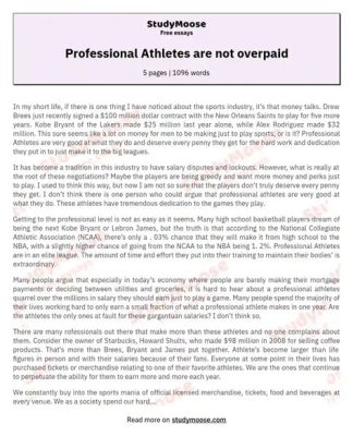 are professional athletes overpaid essay What if we explore the notion that the debate surrounding professional athlete compensation is not just about money?